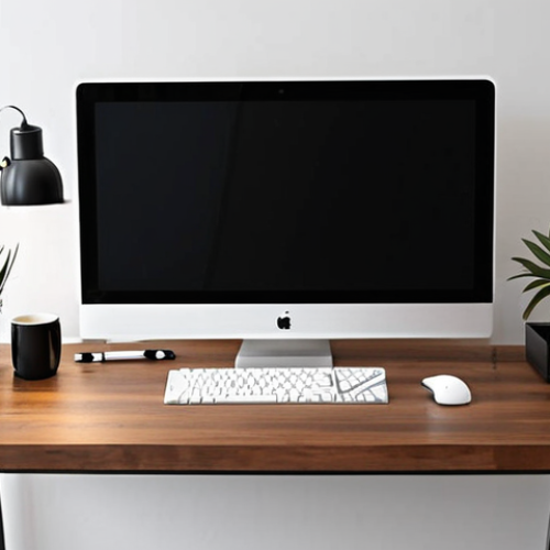 Home 4 ** A tidy, minimalist workspace featuring a slim desktop computer. The desk is clean and uncluttered, showcasing the space-saving design of the slim desktop. Include modern decor elements and good lighting. Focus on conveying a sense of efficiency and contemporary style.
**