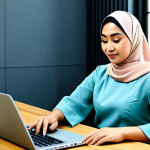 컴퓨터 부품 호환성 확인 방법 - **

A professional Malaysian woman in a modest baju kurung, working on a laptop at a desk in a brigh...