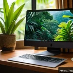 초보자를 위한 컴퓨터 포맷 방법 - A modern Malaysian home office setup focused on computer maintenance: a sleek desk with a laptop dis...