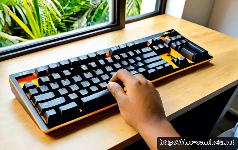 Home 17 커스텀 키보드 조립 가이드 - Photorealistic overhead view of a custom mechanical keyboard assembly workspace in a bright Malaysia...