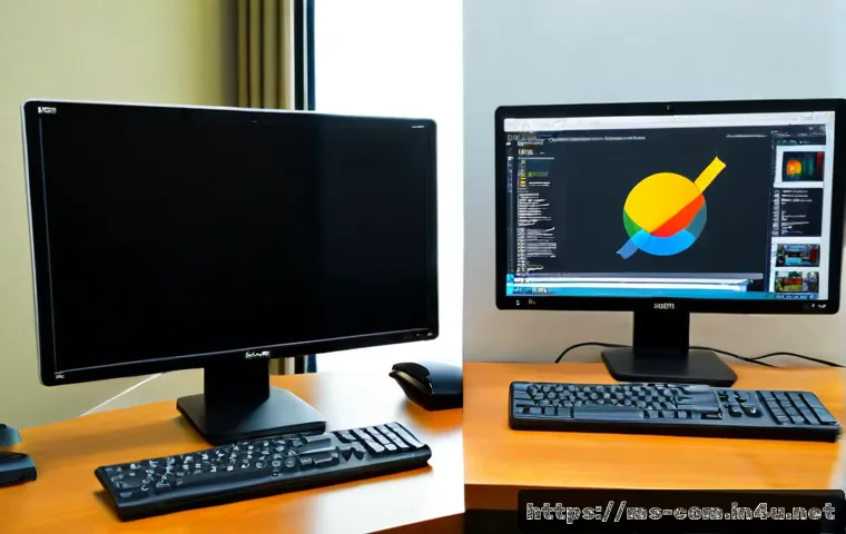 슬림형 데스크톱과 일반 데스크톱 비교 - Photorealistic side-by-side comparison of a slim desktop tower and a standard full-size desktop towe...